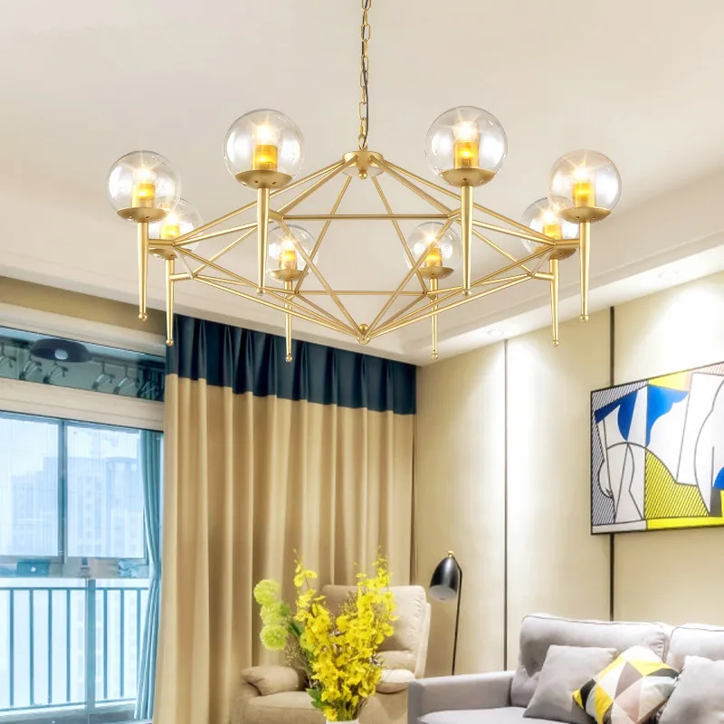 Новинка 6/8 хрустальный шар медная люстра светильники Lustre Led E14 светильник Beanstalk