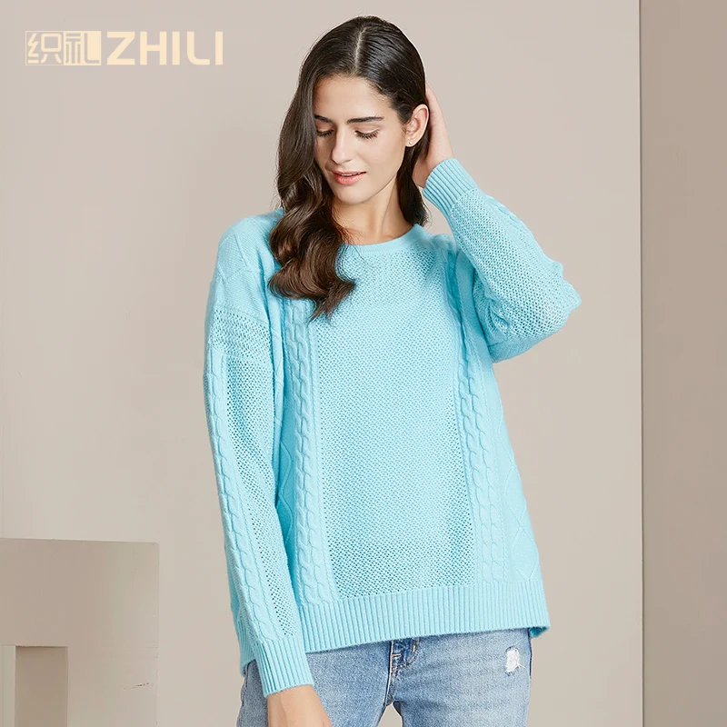 

2018 Autumn Winter Pure Cashmere slash meck Pullover Women thickening Yarn Knitted Casual Sweater High-Quality Clothing