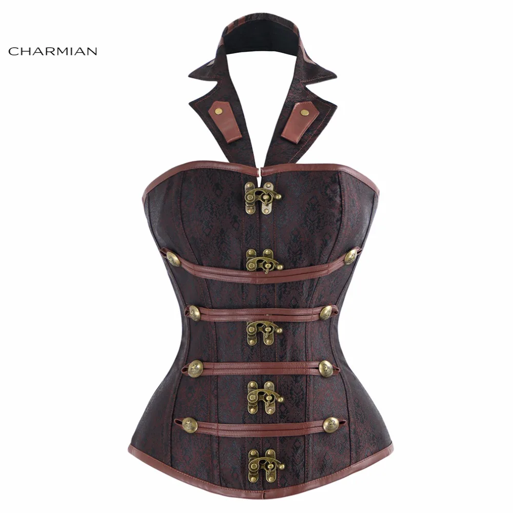 Женский корсет Charmian стальной в стиле стимпанк со стальными костями|steampunk corset