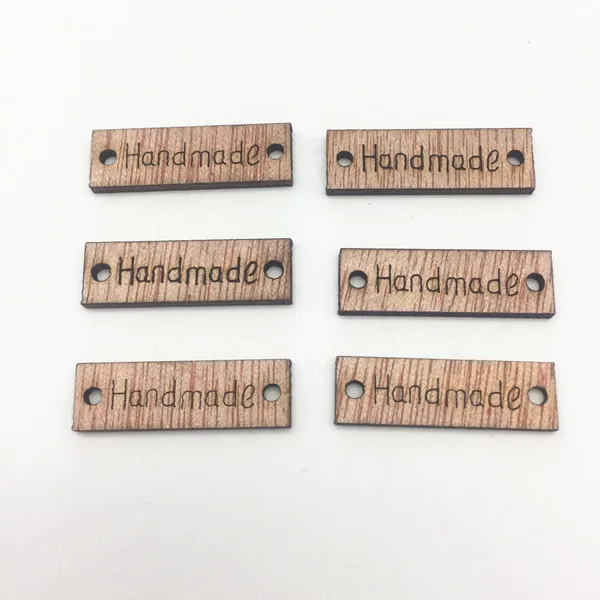 28x9mm 100 шт коричневые деревянные прямоугольные овальные квадратные соединители ручной работы бирки украшения DIY ремесла свадебные декоративные пуговицы - Цвет: 28x9mm