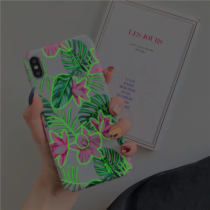 Тропические растения и листья светящийся жесткий чехол из поликарбоната для iphone