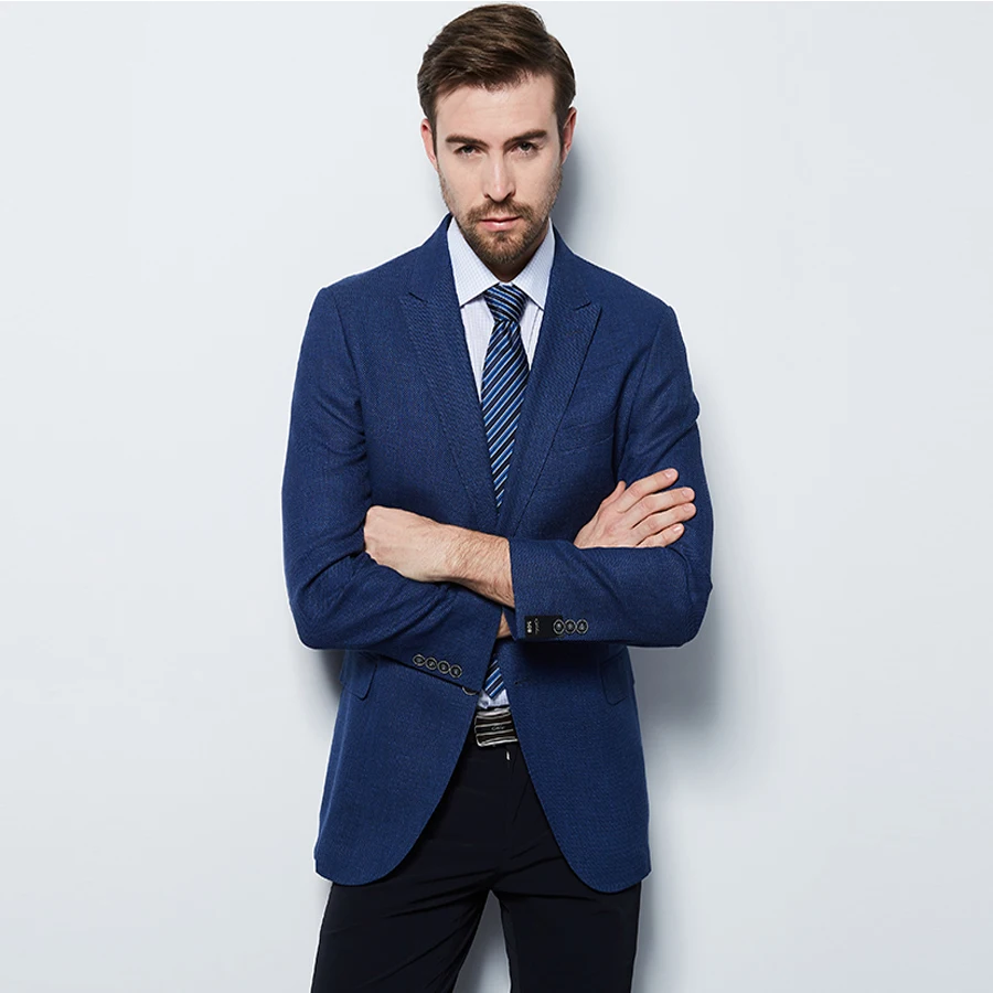 Мужской модный приталенный пиджак деловой костюм Куртка Блейзер Masculino однокнопочное Пальто Свадебные костюмы для мужчин