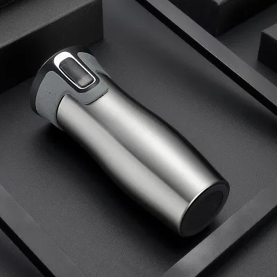 Silver 450 мл автоматическая кружка термо кофе из нержавеющей стали Вакуумная чашка Изолированные Кружки колба для воды термальная бутылка для чая Авто чашки с подогревом - Цвет: Silver