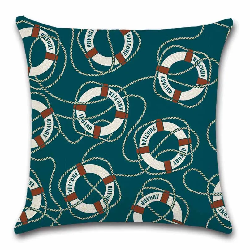 Красный хлопковый Чехол на подушку с якорем для океанского моря Бежевый