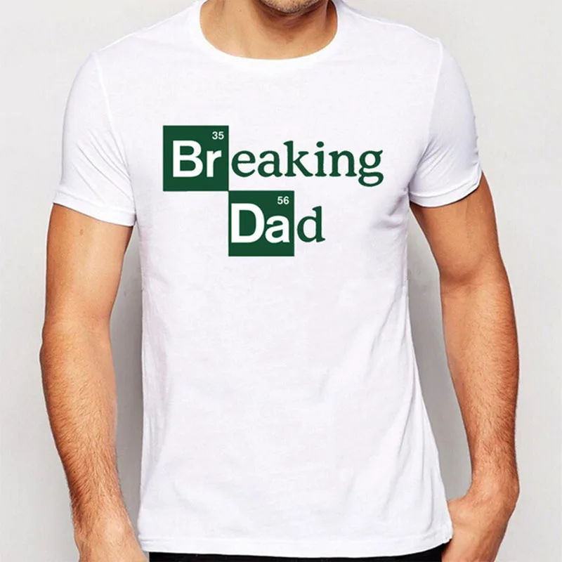 С принтом букв Breaking Bad логотип Для мужчин футболки с круглым вырезом короткий
