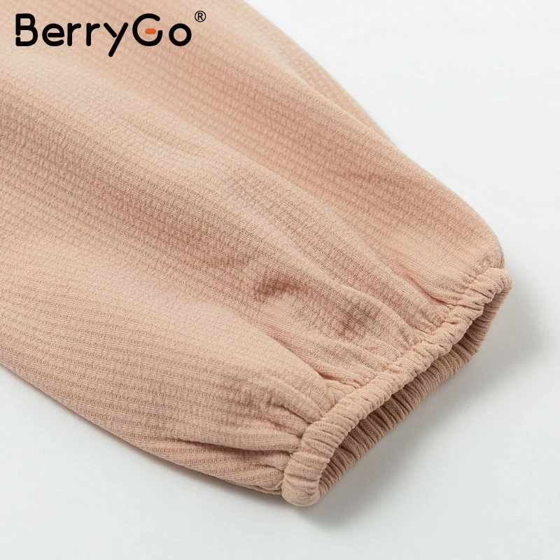 BerryGo водолазка с оборками женское Короткое платье элегантный фонарь рукав женские зимние платья повседневные свободные дамские осенние vestidos