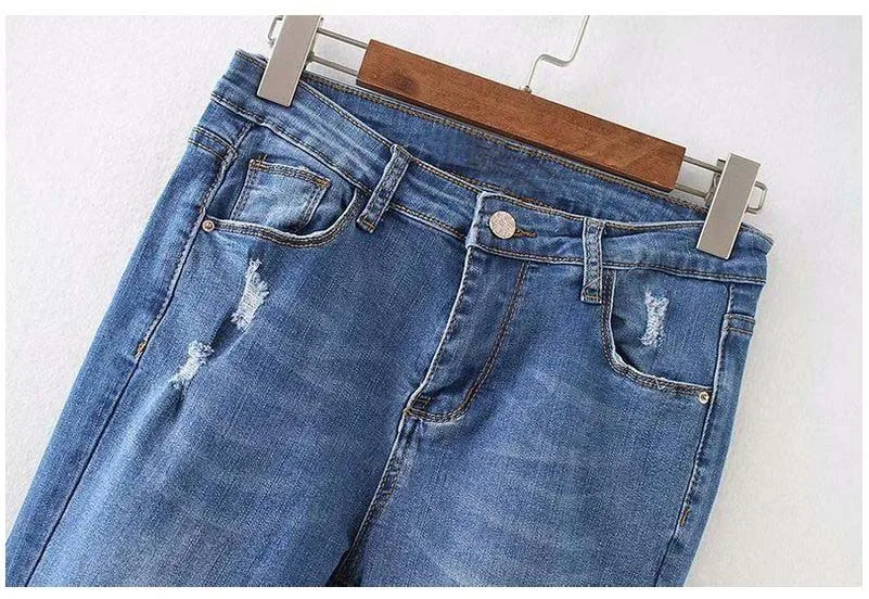 HCBLESS 2018 летние новые волосы дырки нерегулярные брюки мигающие джинсы штаны для