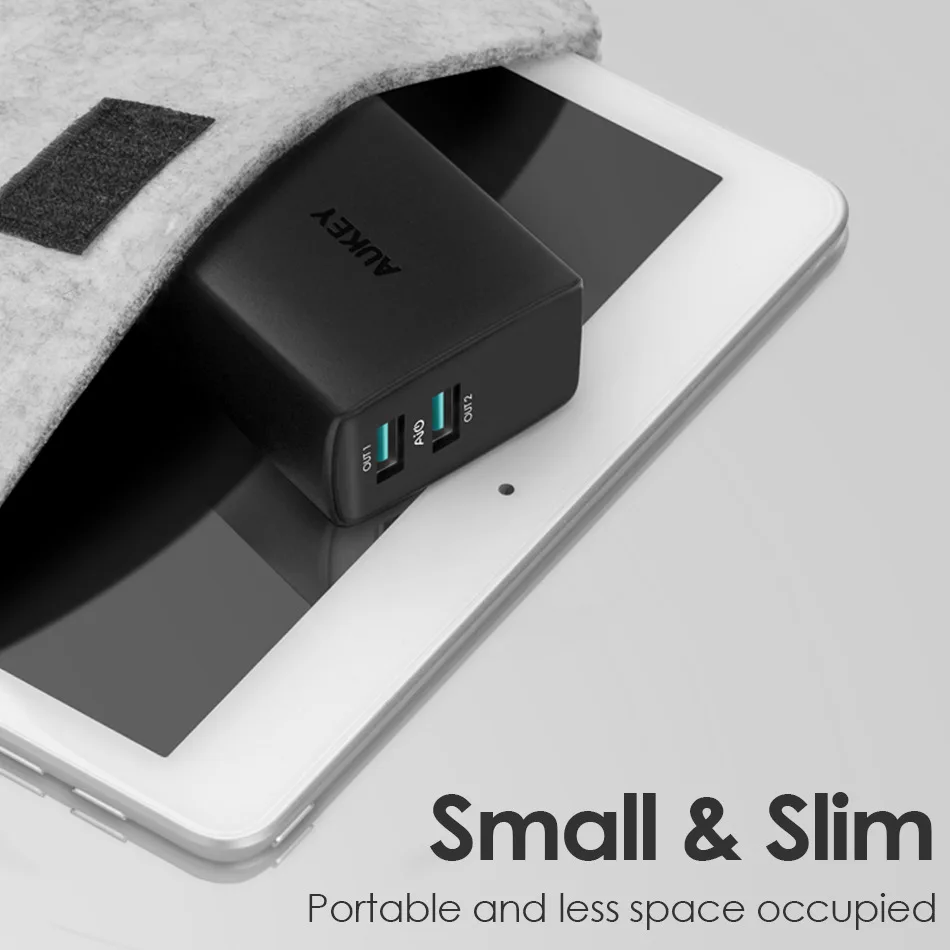 Aukey путешествия двойной USB быстрое зарядное устройство адаптер настенный