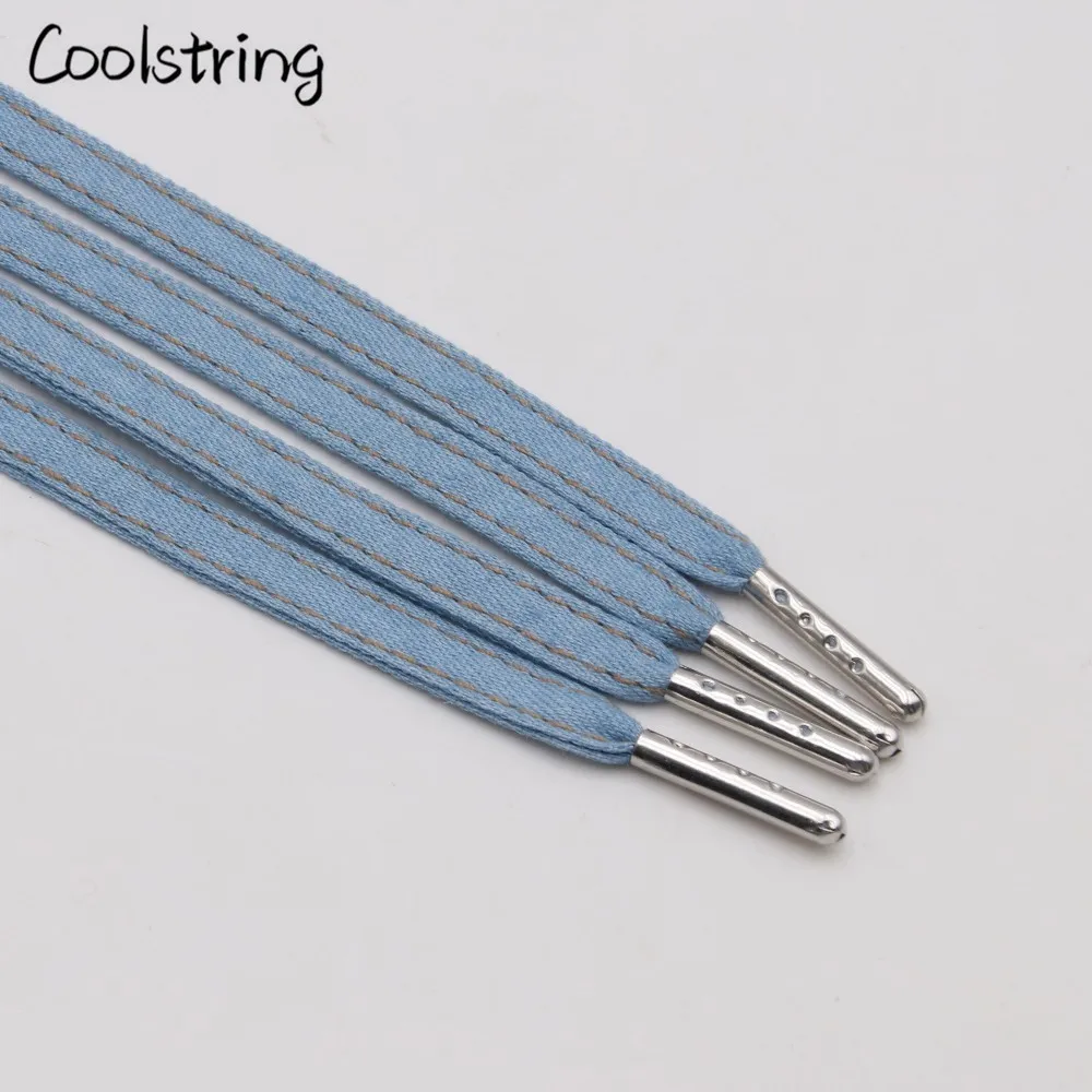 Coolstring 8 мм Премиум плоские джинсовые шнурки металлические Aglet классические шнурки подгонять ваши ноги синий черный шнурки для кроссовок