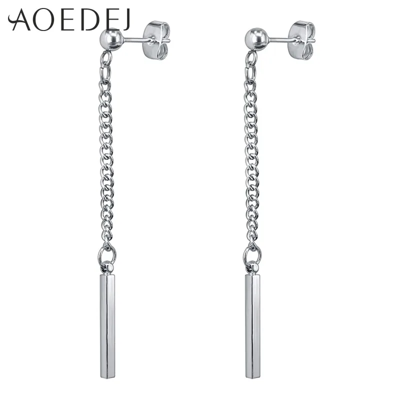 

AOEDEJ Korean Earrings Stainless Steel Men Women Dangle Earrings Long Tassel Earrings pendientes Drop boucle d'oreille femme