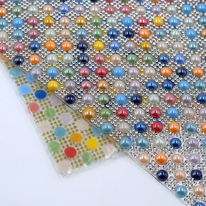 JUNAO смешанные цвета жемчуг и стразы отделка железа на сетчатый страз Аппликация