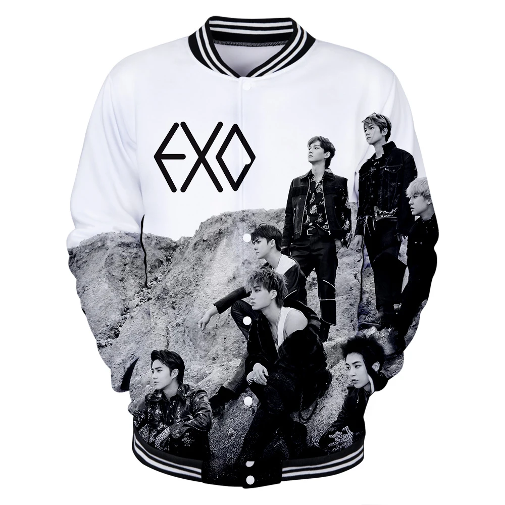 Бейсбольные куртки 3D EXO Love Shot для женщин и мужчин новинка 2019 корейская мода