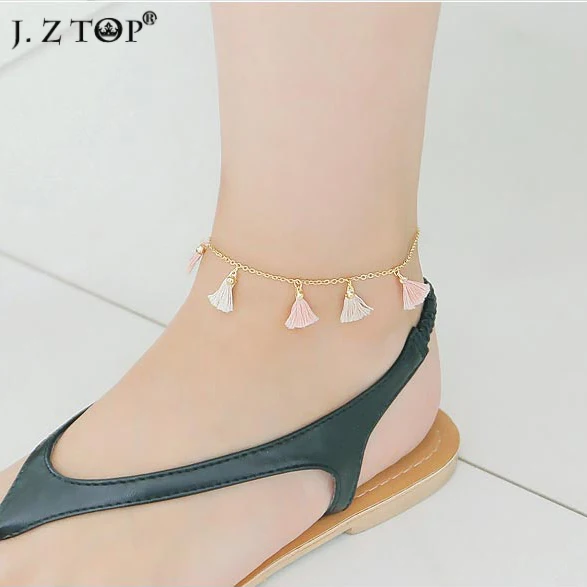 Пляжные украшения для ног Спайк браслет на ногу с кисточками цепочка в богемном