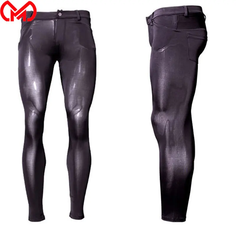 Мужские Блестящие прозрачные узкие льняные брюки эластичные обтягивающие