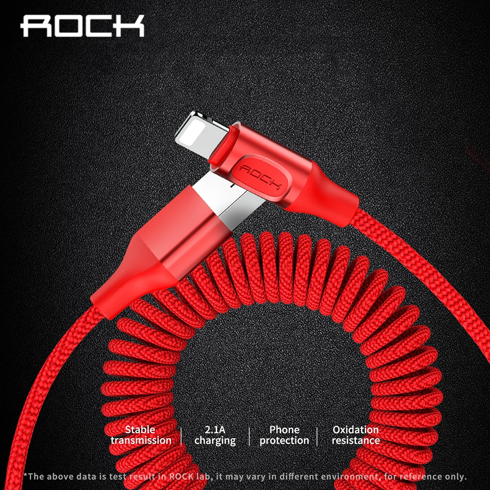 Выдвижной usb кабель ROCK для iPhone быстрой зарядки растягивающийся XS Max XR X 8 7 6 5 Plus iPad