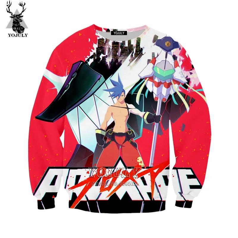 Yojuly 3d печати Для женщин Для мужчин аниме promare Толстовка Harajuku Осень толстовки Повседневное с О-образным вырезом с длинным рукавом Уличная A530 - Цвет: 1