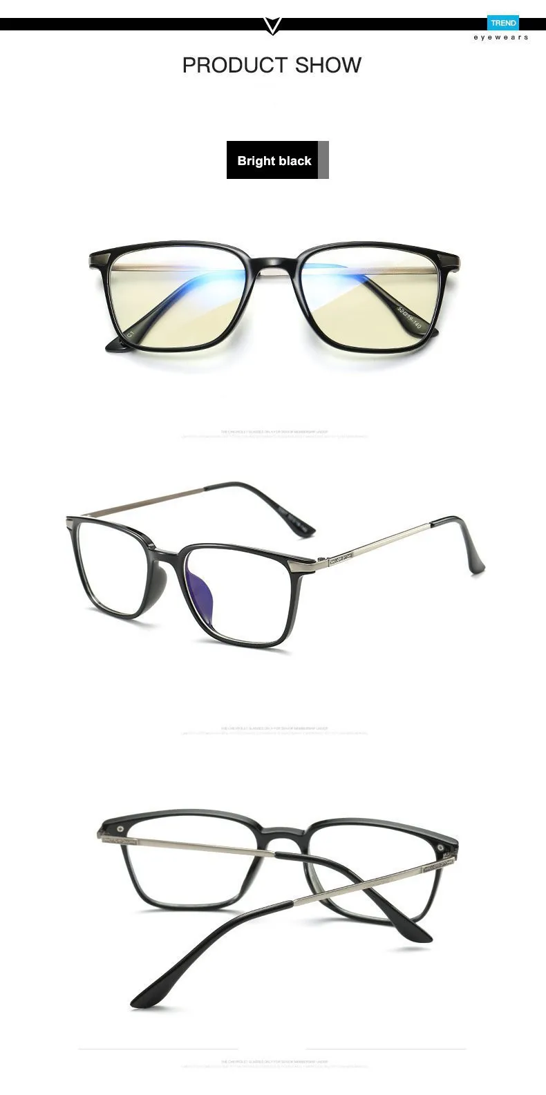 Retro Vintage Anti-blue Rays Blue Light Filter TR90 Plain Eyeglasses Clear Plano Computer Eye Glasses Men gafas oculos de grau