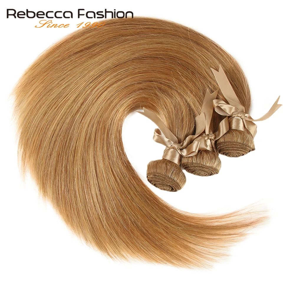 Rebecca 27/30 пучки прямые волосы бразильские волосы переплетенные пучки Remy человеческие волосы для наращивания 3/4 пучков от 10 до 26 дюймов