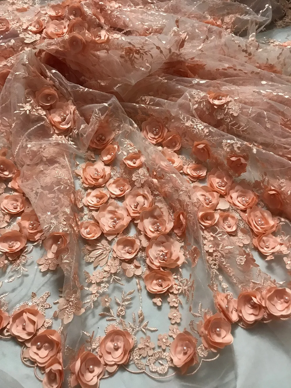 pretty QL-10710 african french lace fabric for show dress embroidered tulle mesh top selling | Дом и сад