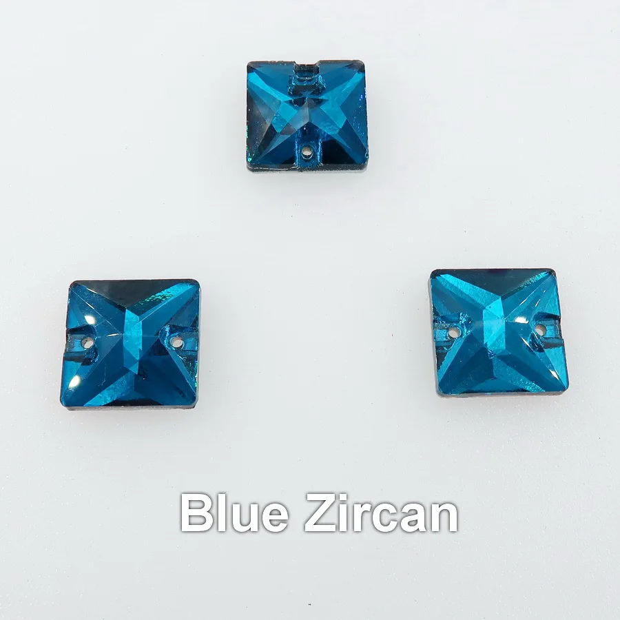 A6 Blue Zircan Квадратная форма, плоская задняя часть, с двумя отверстиями, стеклянный кристалл, 6 размеров, пришитые Стразы, стразы, бисер, свадебная обувь, сумки, сделай сам, отделка - Цвет: A6 Blue Zircan