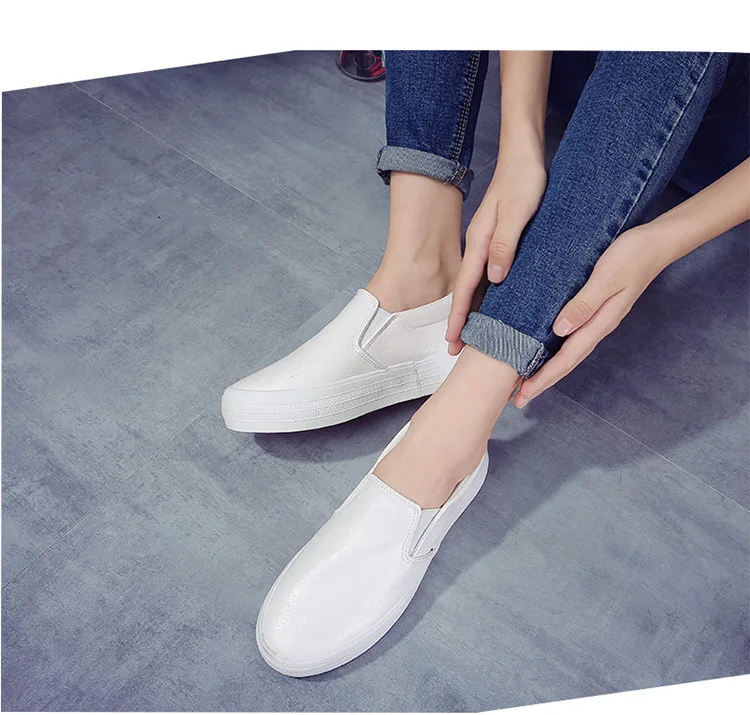 fashion new style womens pu leather shoes platform casual breathable women's slim slip on sneakers for women |