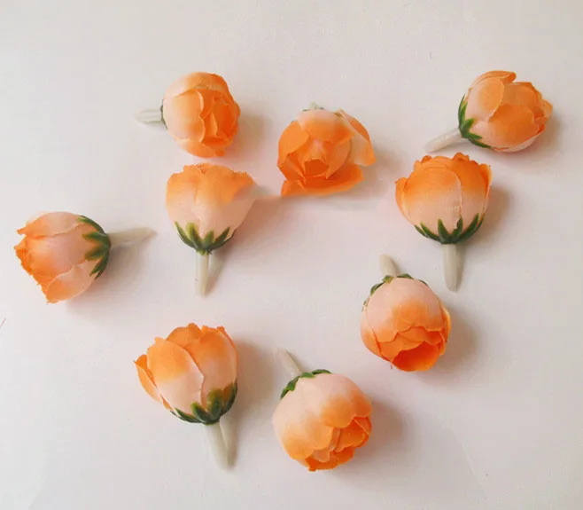 artificial flowers head Simulation of a small tea bud silk flower corsage brooch DIY 2CM | Дом и сад