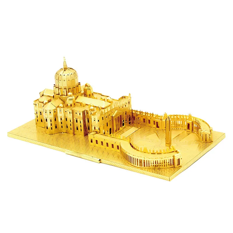 MICROWORLD кафедральный собор Святого Петра 3D металлическая головоломка DIY Сборная модель здания для мужчин подарок коллекция хобби золото серебро