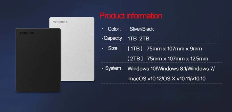 Toshiba тонкий внешний портативный HDD 2 ТБ мобильный жесткий диск 2,5 дюймов USB 3,0 2000 Гб для настольных ПК
