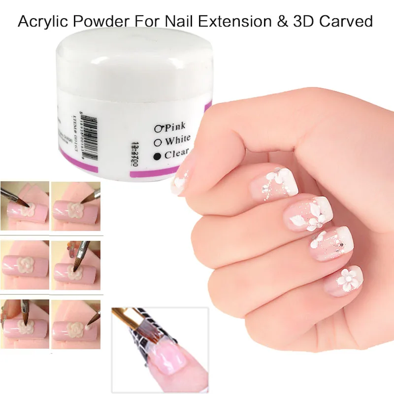 3 шт. цветной (белый прозрачный розовый) Кристальный акриловый порошок для