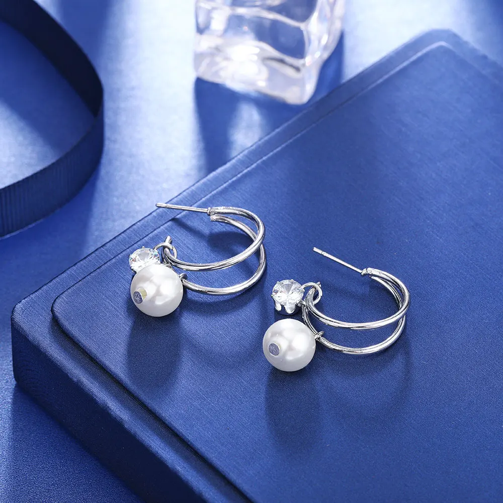 Женские серьги-подвески с жемчугом HanCheng круглые серьги стразы Ювелирное