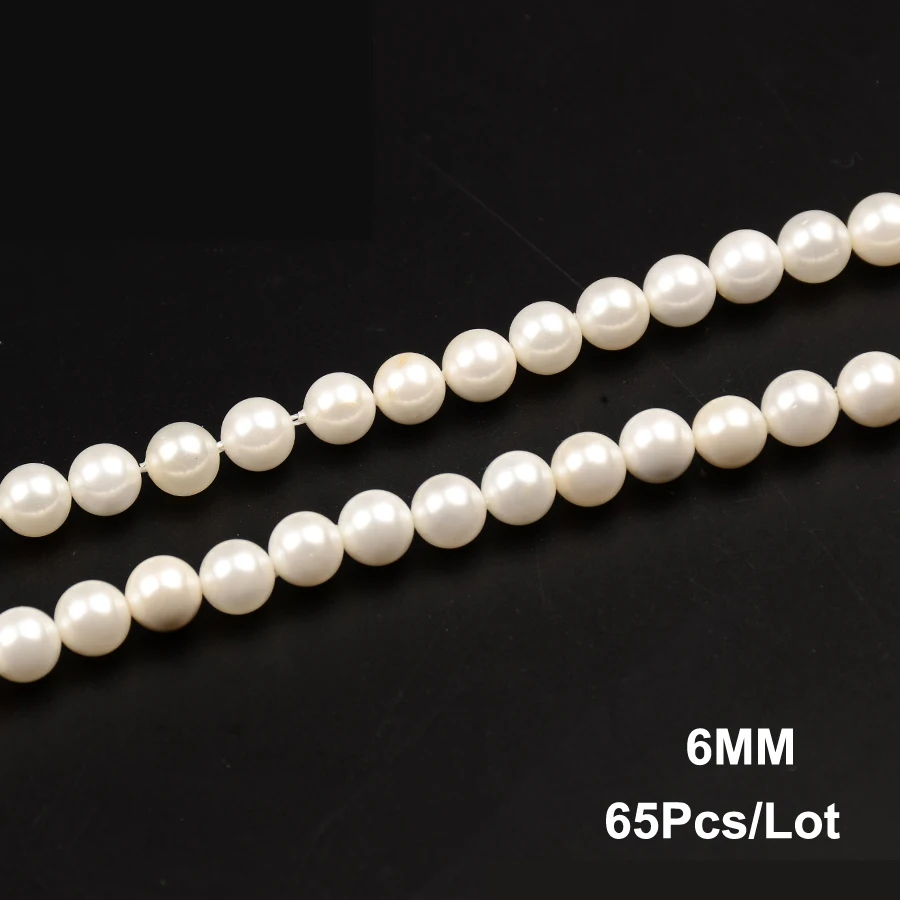Wholesale White Shell Pearls Beads 4 6 8 10 12mm Round Loose Charms Spacer For Jewelry Making 15&quot/38cm DIY Bracelet Gifts | Украшения и