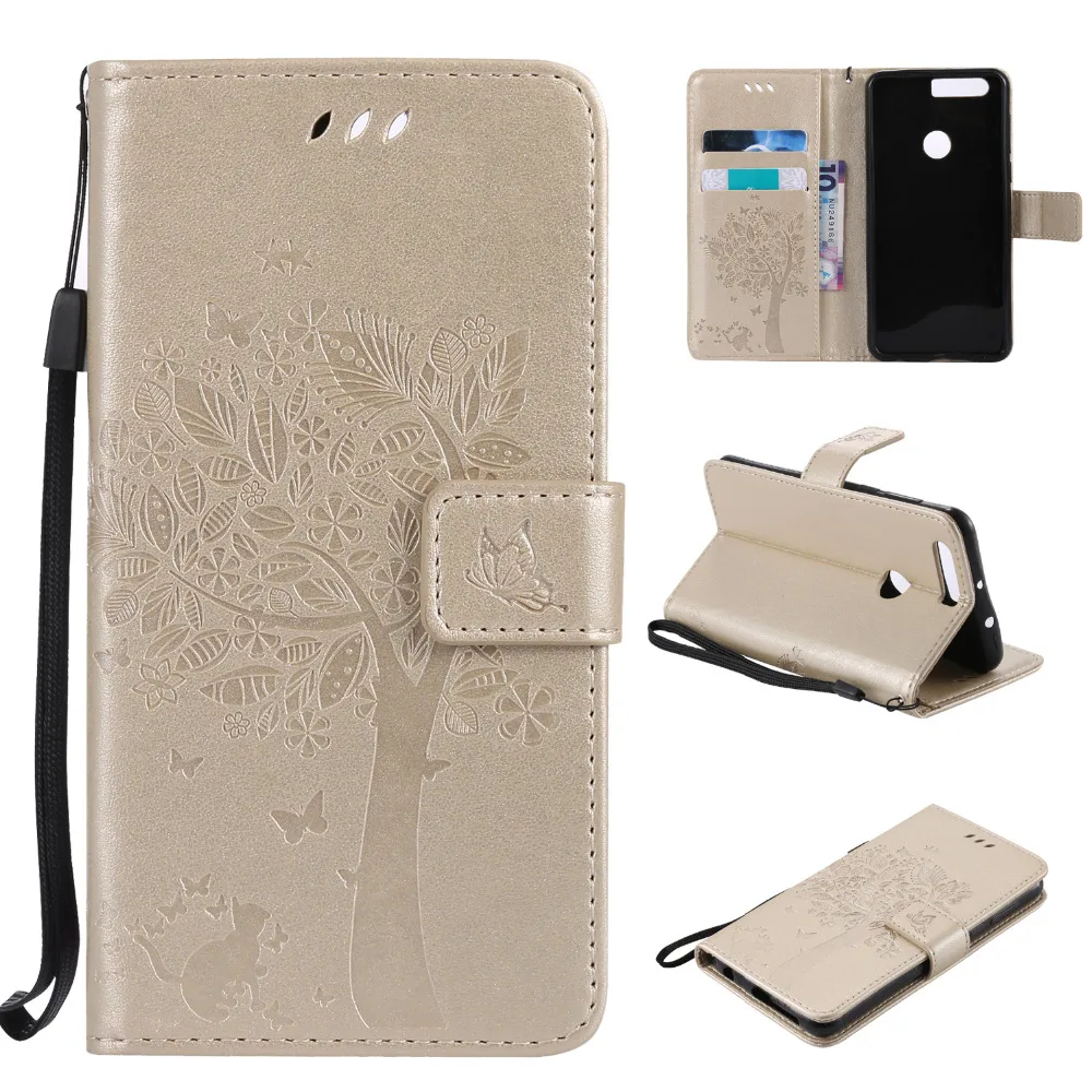 Deluxe бабочка цветок дерево кожа флип Бумажник сумка чехол для Huawei Honor 8 honor8 frd al00