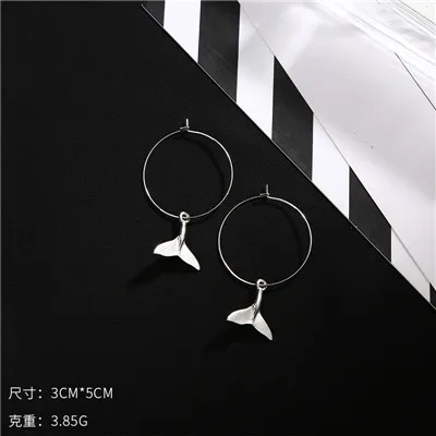 5609silver fish tail KARASU Новое поступление Единорог Дельфин хвост русалки ушной обруч ментальные серьги для женщин девочек элегантные ювелирные изделия вечерние подарки - Окраска металла: 5609silver fish tail