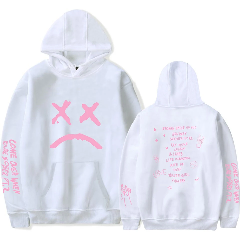 Горячая новинка Мужская толстовка lil peep с принтом, сохраняющая тепло, женская белая толстовка с капюшоном для отдыха для мальчиков и девочек, мягкие хлопковые свитшоты со смайликом