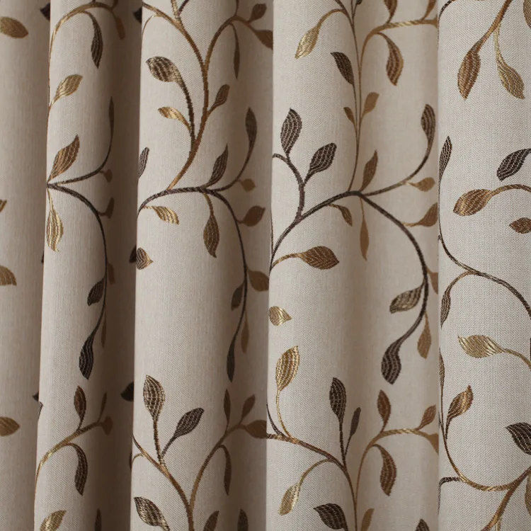 MYRU Сельский льняной жаккардовый занавес с листьями для гостиной и спальни|curtains