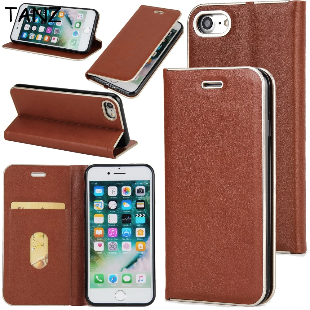 TANZ Card Stand Wallet Case For iPhone 7 8 6S 6 Plus 5S SE 5 Luxury Magnet Leather phone case Flip Cover Coque PC+PU+TPU |