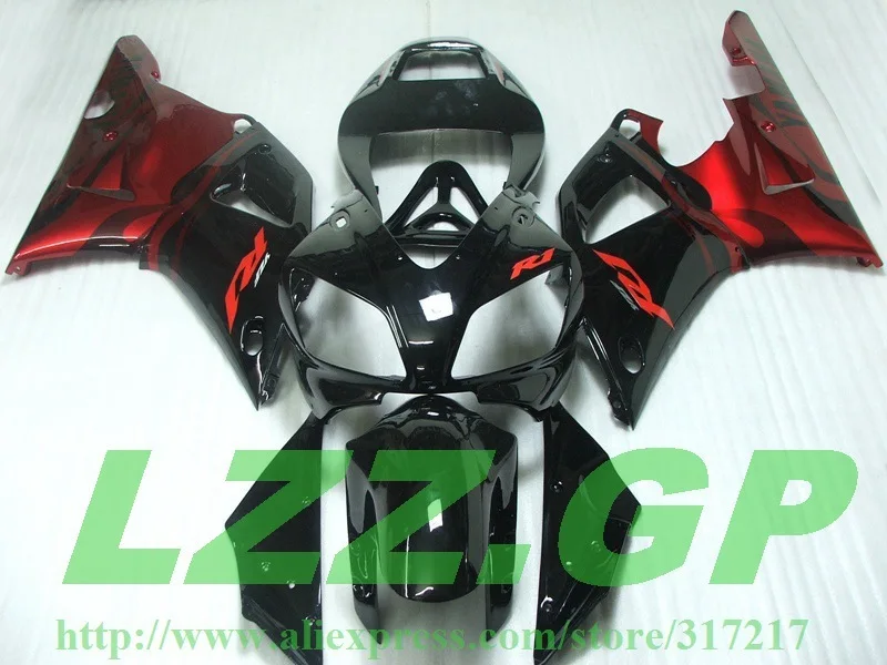 

Injection fairings for YAMAHA YZF R1 98 99 YZF1000 black red flame YZF-R1 ABS YZFR1 1998 1999 fairing kits fullset