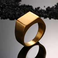 msx vintage signet rings titanium male smooth wide square finger rings black gold silver rose gold stainless steel rings for men
