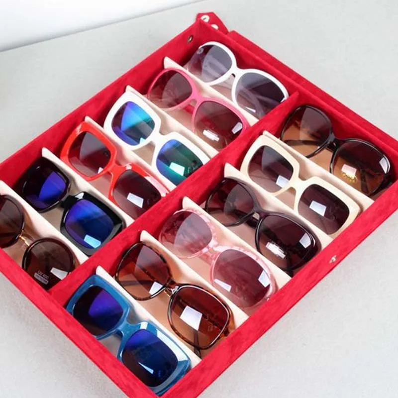 Koop PU 12 Grid Zonnebril Display Lade Eyewear Sieraden Horloges Accessoires Display Organizer Box