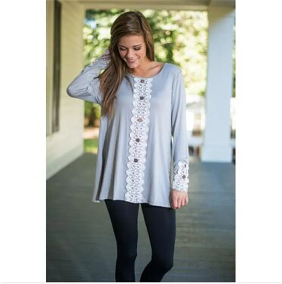 Новинка рубашка женщины с длинным рукавом 2016 сексуальные кружева футболки леди