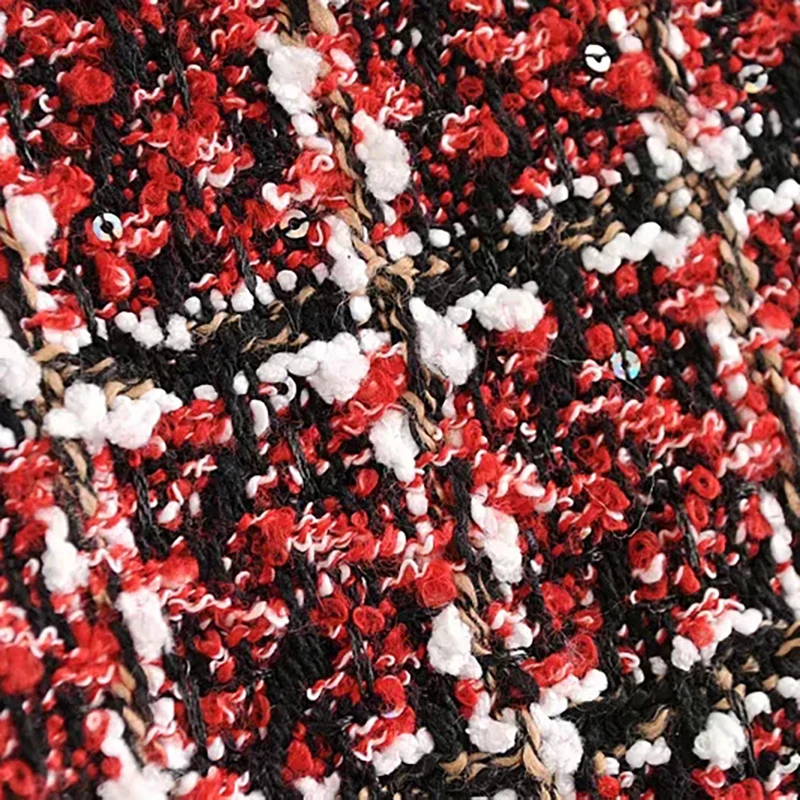 Женская модная зимняя клетчатая твидовая куртка женская красная za Лоскутная