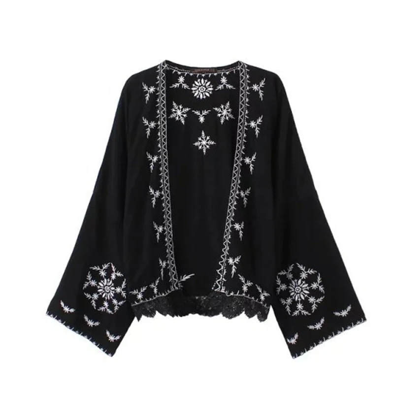 Boho цветочной вышивкой Рубашки для мальчиков Для женщин Племенной Стиль Винтаж