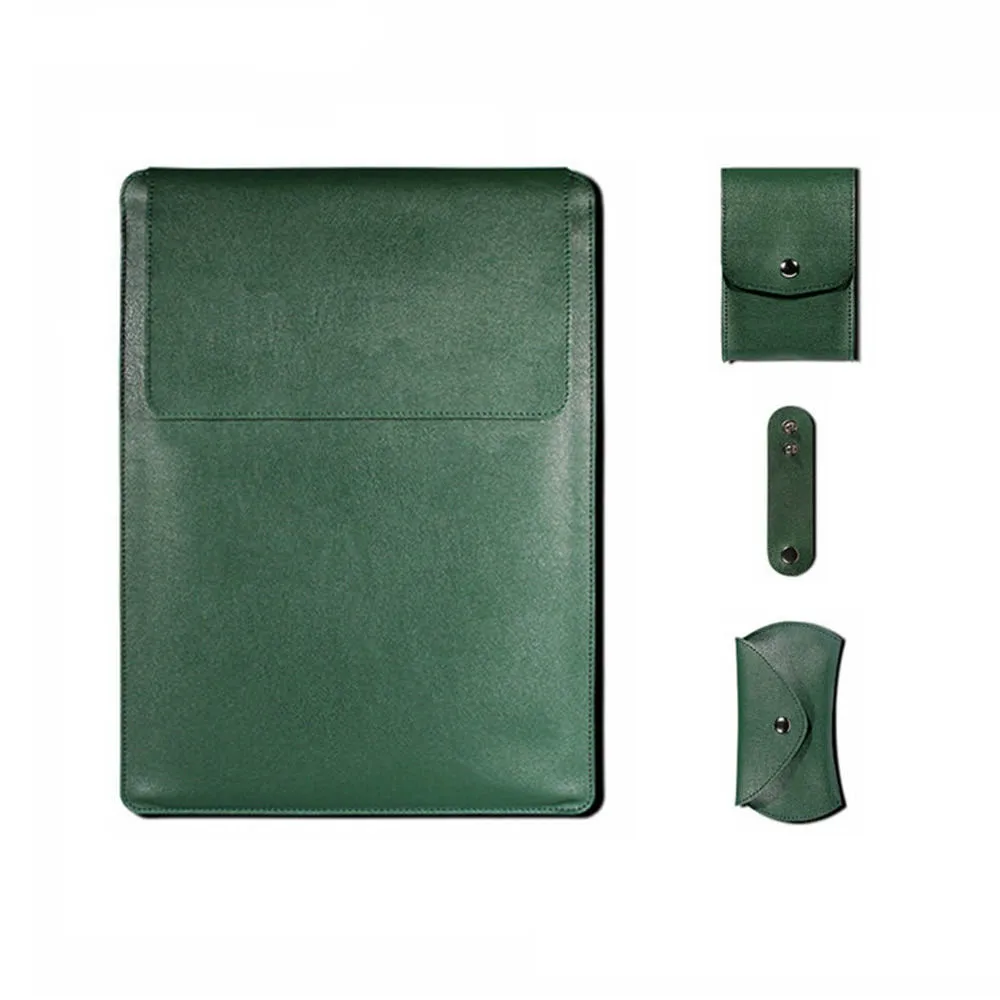 green Чехол для ноутбука Macbook 13 11 Pro 15 дюймов, чехол для ноутбука, кожаный чехол для ноутбука Macbook Air 13 retina 12 - Цвет: green