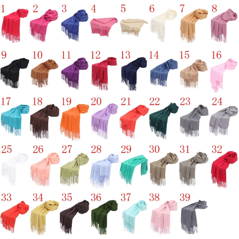 

Sell at a loss! Womens Scarf Hijab Pashmina Long Shawl Wraps Bandana Tassels Women Lady Solid Autumn Winter Wraps Scarf