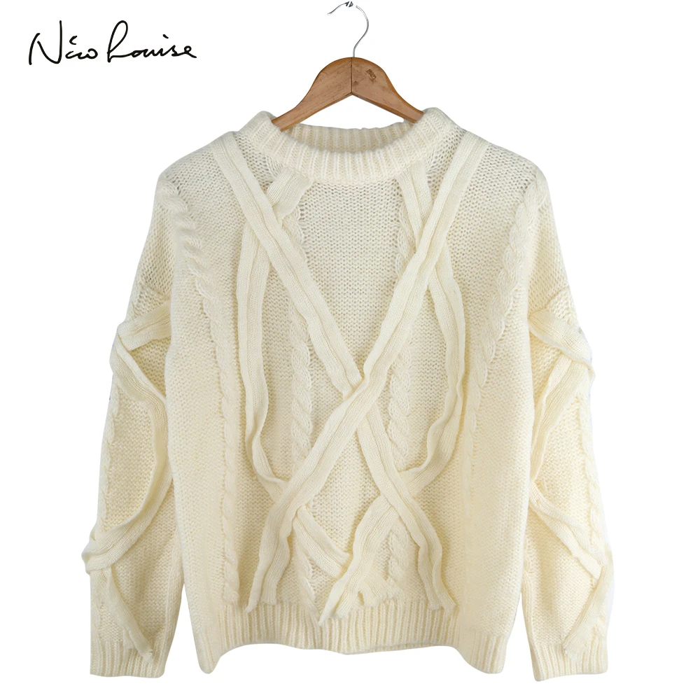 Autumn Winter Women Sweater Long Sleeve White Pullover Thick Knitting Jumper Knitwear Christmas Sweaters pull femme hiver | Женская
