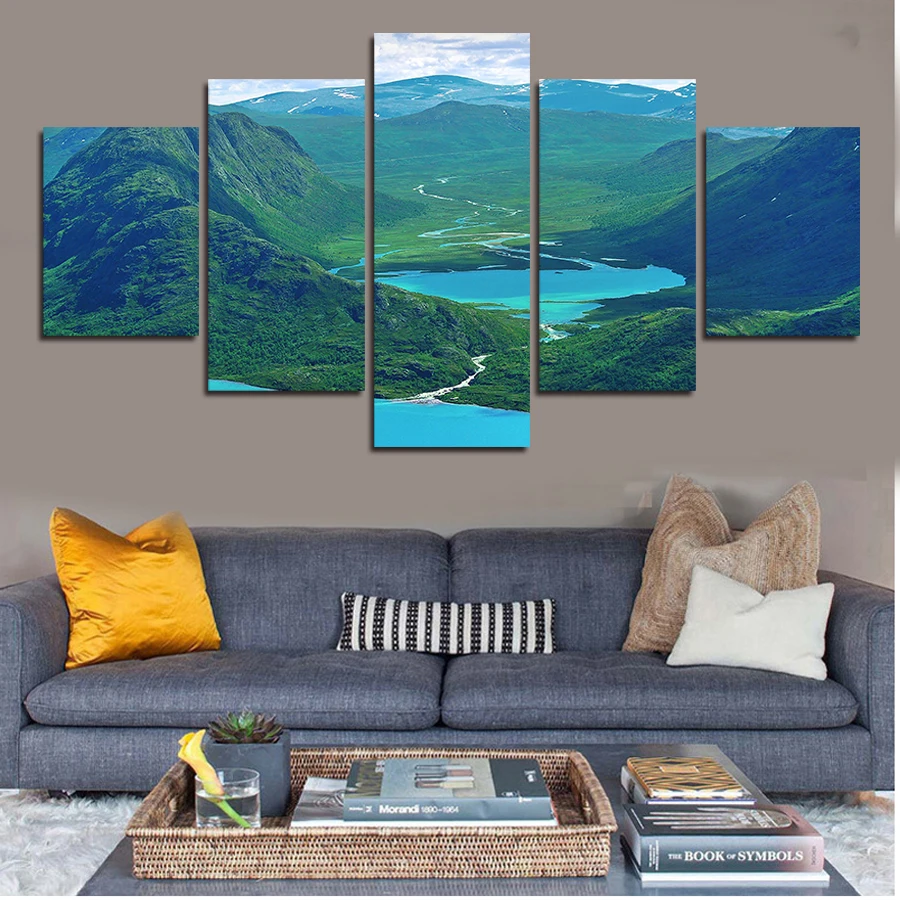 

5 Pieces Landscape Modern Wall Art Picture Home Decor Modern Painting On Canvas Painting Printed Abstract Painting Unframed