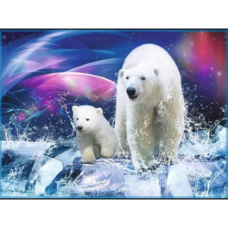 Полярный медведь полный дрель DIY 5D круглая Алмазная картина вышивка крестиком