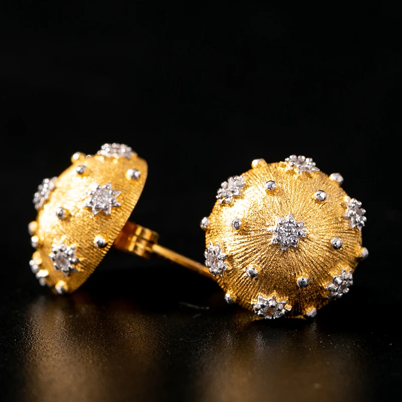 

925 Silver Zircon Ear Stud Jewelery Women European Court style vintage style