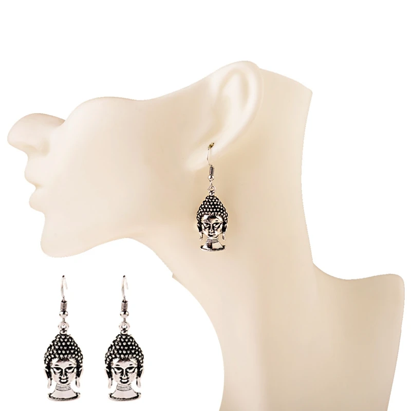 Женские индийские серьги Jhumka Винтажные серьги-подвески в виде Будды серебряного