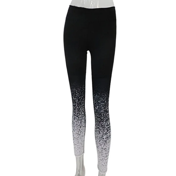Black starry pants Женские леггинсы с градиентом для фитнеса, эластичные длинные штаны+ пуш-ап кроп-топ для тренировок, женские тонкие повседневные комплекты для бодибилдинга - Цвет: Black starry pants
